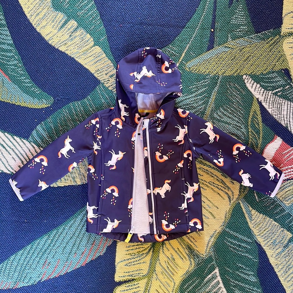 Cat & Jack Unicorn and Rainbows fleece lined raincoat- 2t